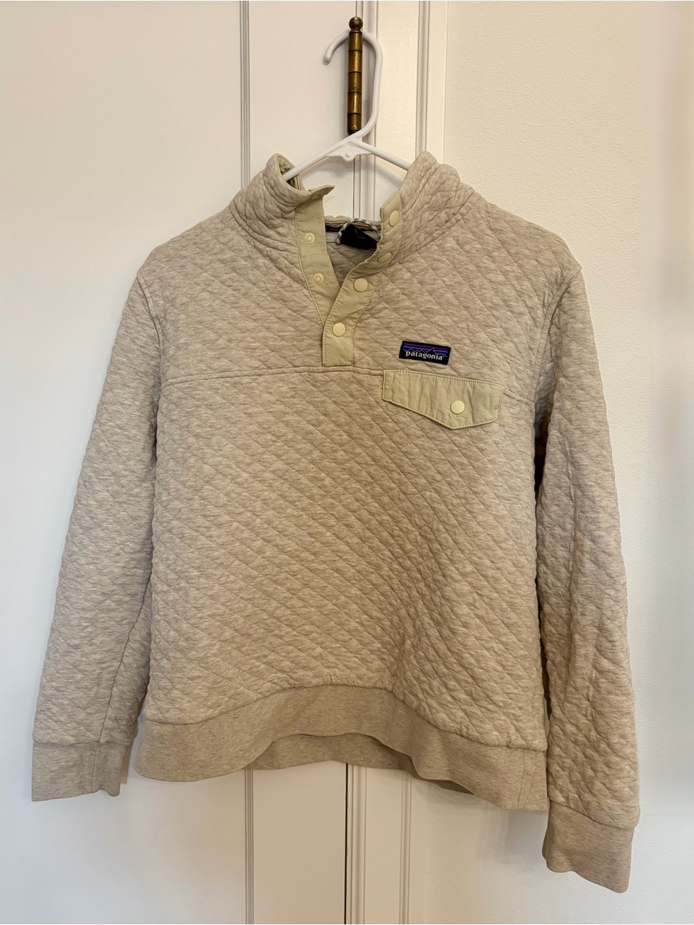 Patagonia Quilted Snap-T Pullover — Pale Beige/oatmeal color